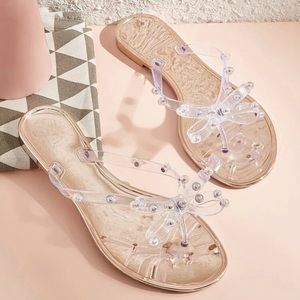Faux Pearl Decor Flip Flops